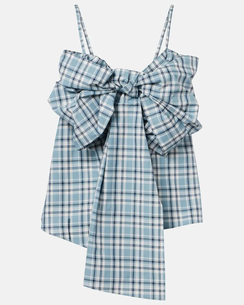 Acne Studios Top in cotone a quadri con fiocco Blu