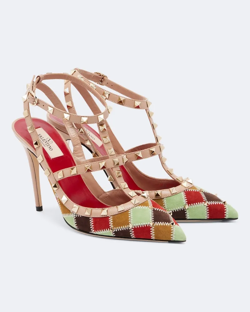 Valentino Garavani Pumps Rockstud in suede e pelle Multicolore