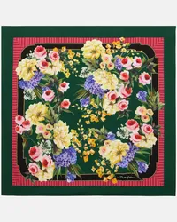 Dolce & Gabbana Foulard in twill di seta con stampa Verde