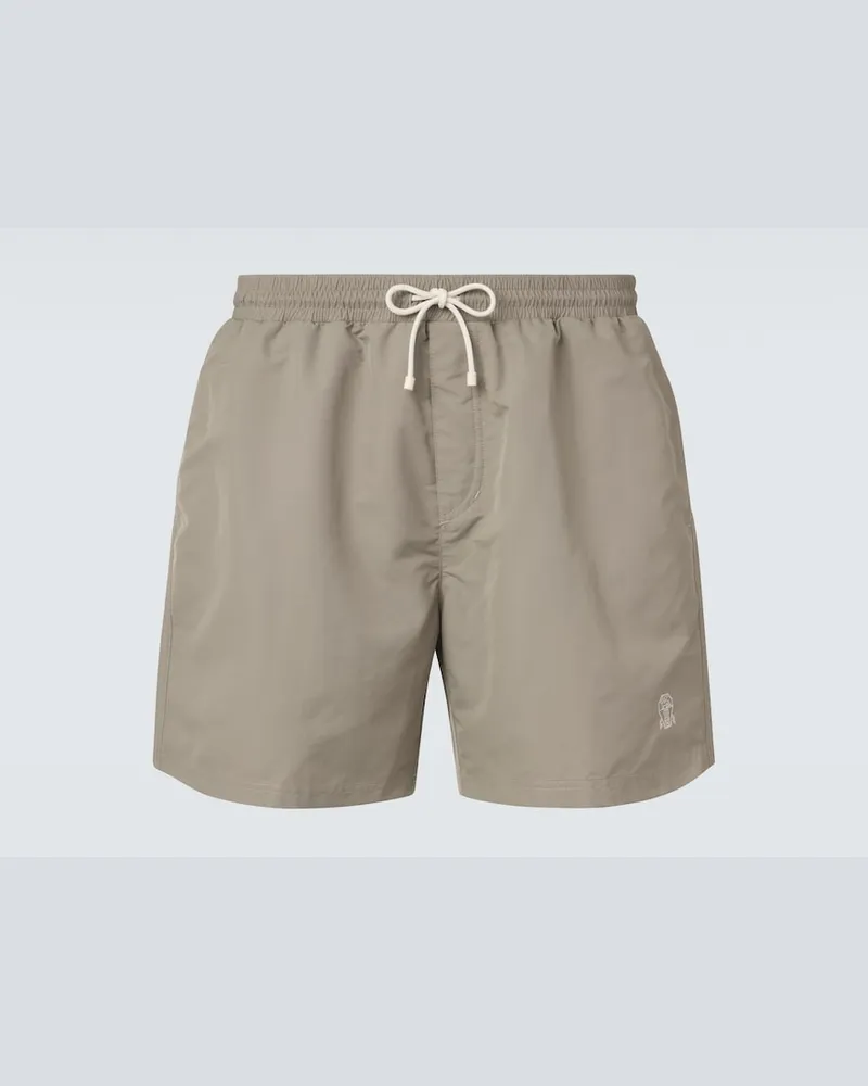 Brunello Cucinelli Costume da bagno con logo Verde