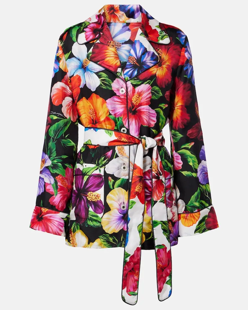 Dolce & Gabbana Camicia in seta con stampa floreale Multicolore
