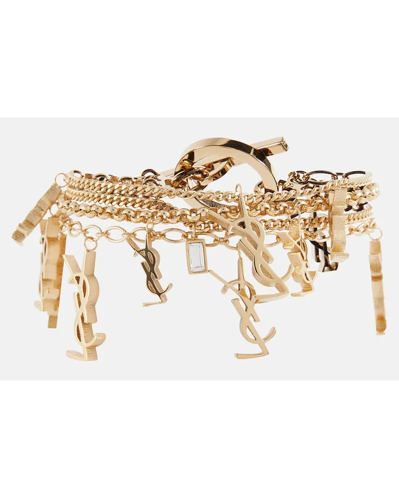 Saint Laurent Bracciale con charms Multi Cassandre Oro