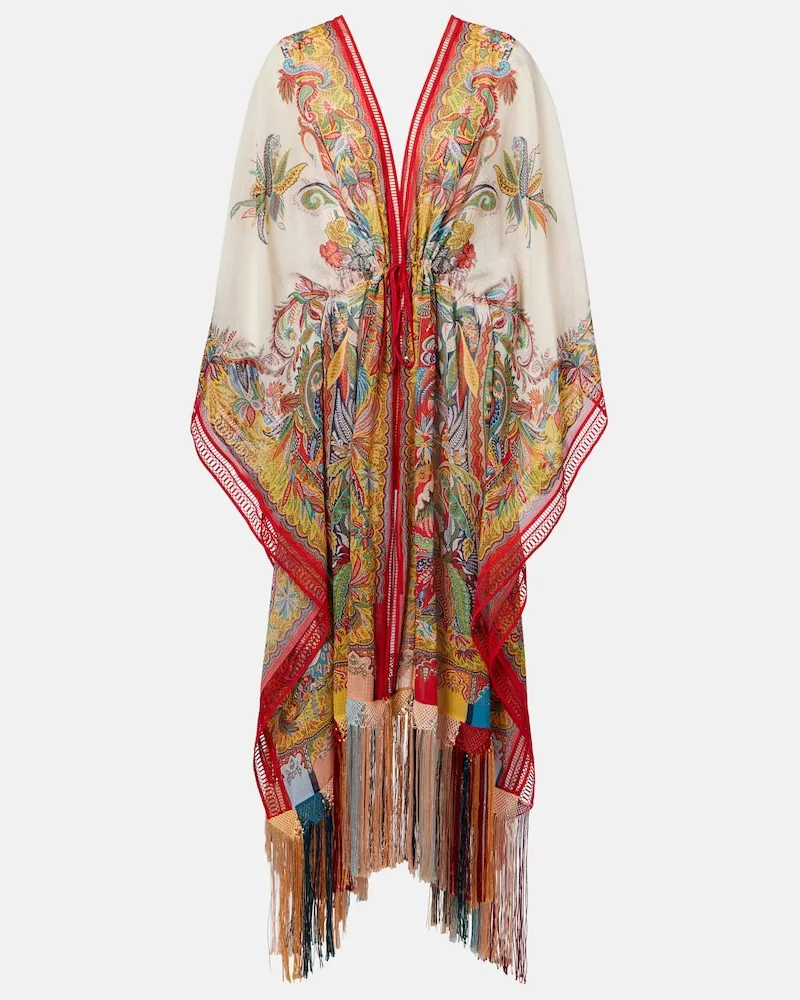 Etro Caftano con stampa paisley e frange Multicolore
