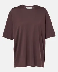 FRANKIE Shop T-shirt Harper in jersey di cotone Marrone