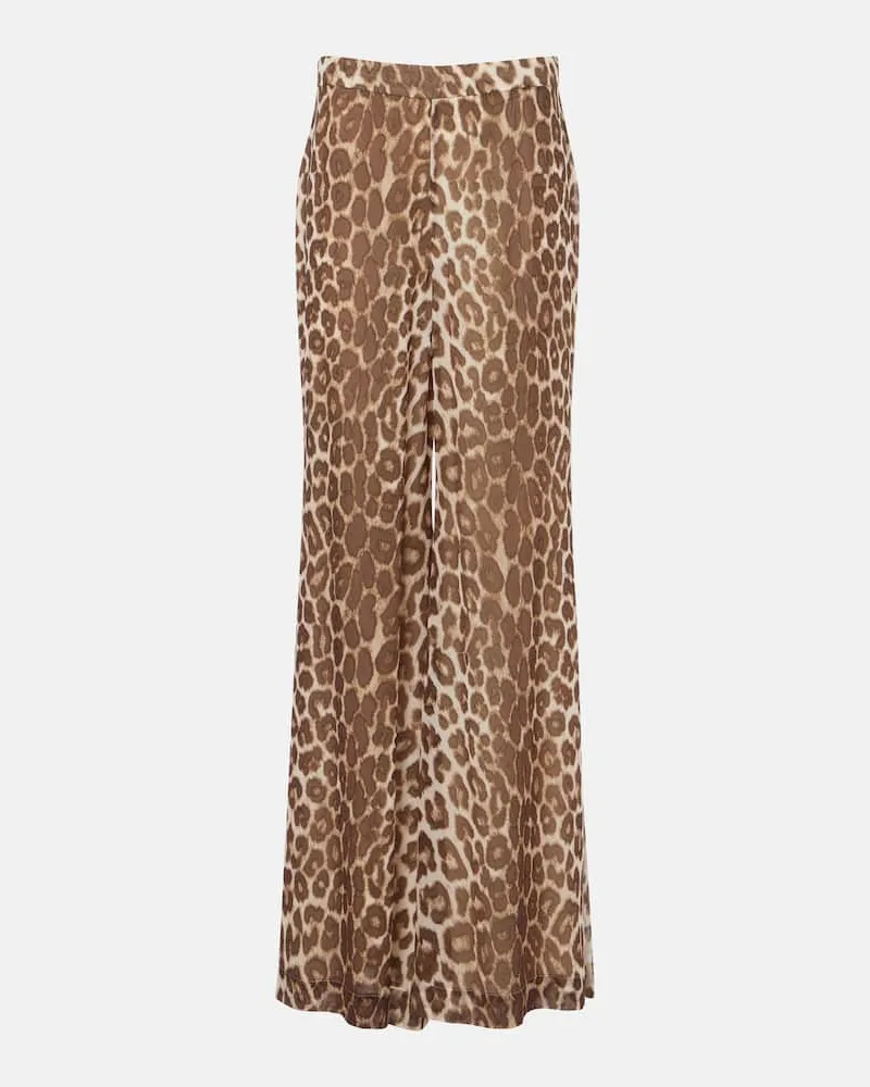 Zimmermann Pantaloni flared con stampa Marrone