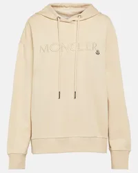 Moncler Felpa in jersey di cotone con cappuccio Beige