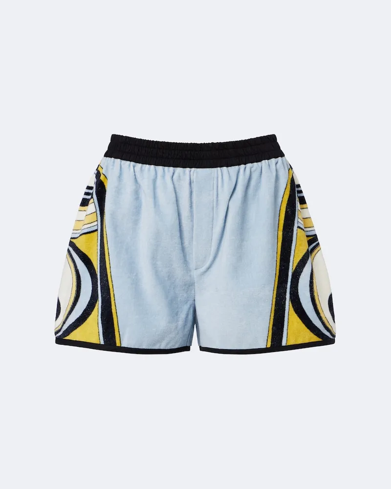 La DoubleJ Shorts in spugna di cotone con stampa Blu