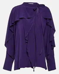 Victoria Beckham Blusa in seta con volant Viola