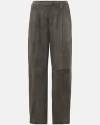 Brunello Cucinelli Pantaloni regular in suede Grigio