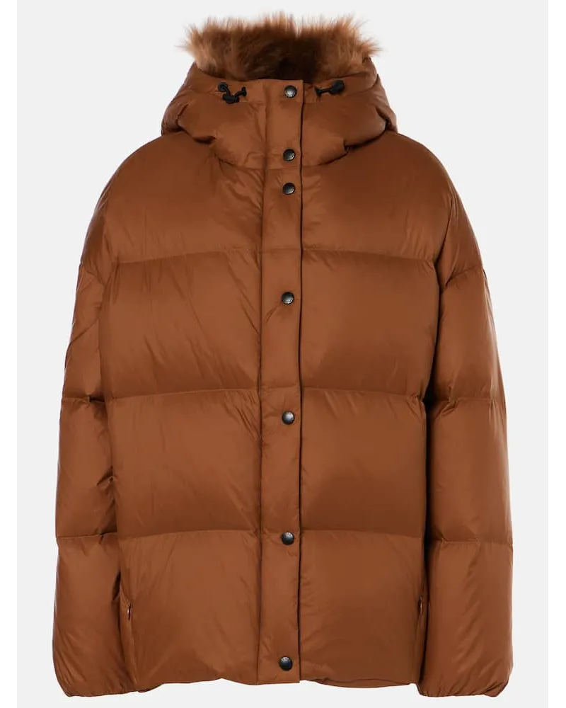 Yves Salomon Piumino con shearling Arancione