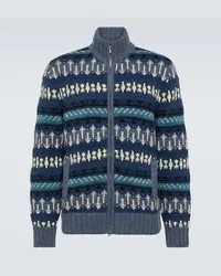 Loro Piana Cardigan Fair Isle in cashmere Blu