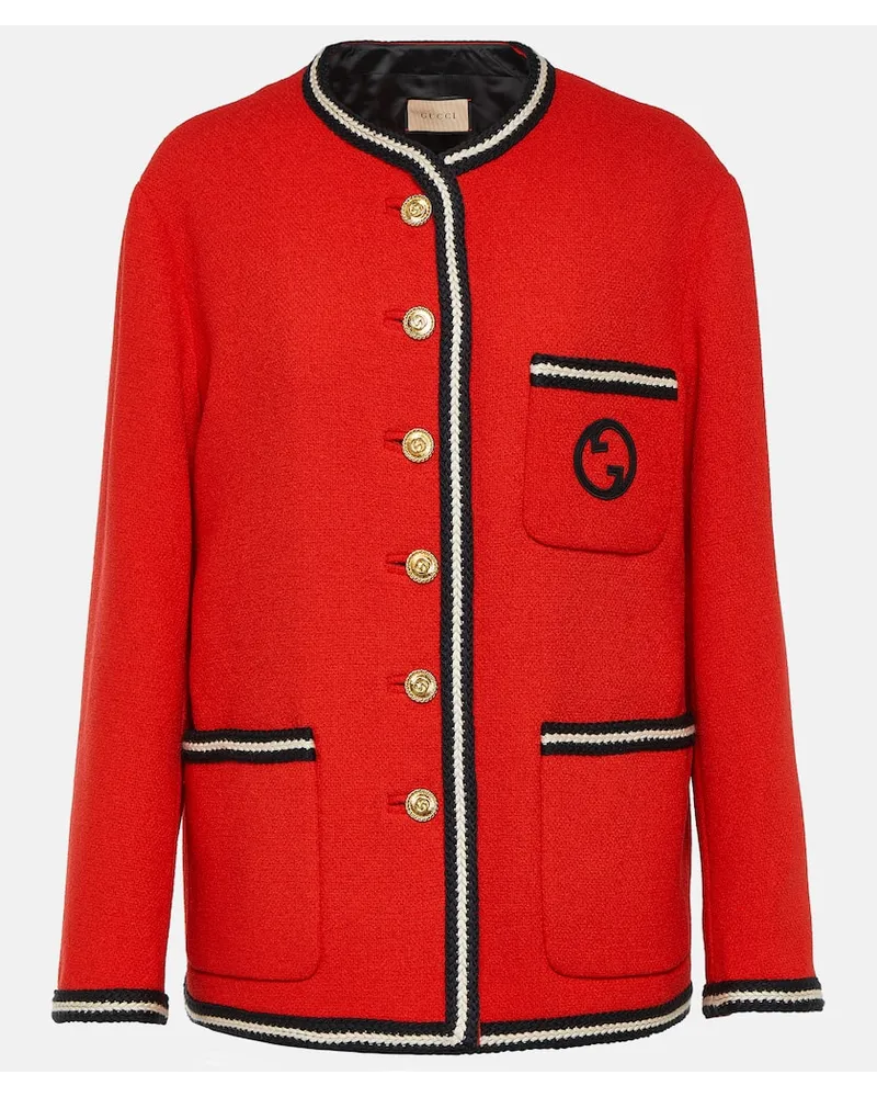 Gucci Giacca GG in tweed di misto lana Rosso