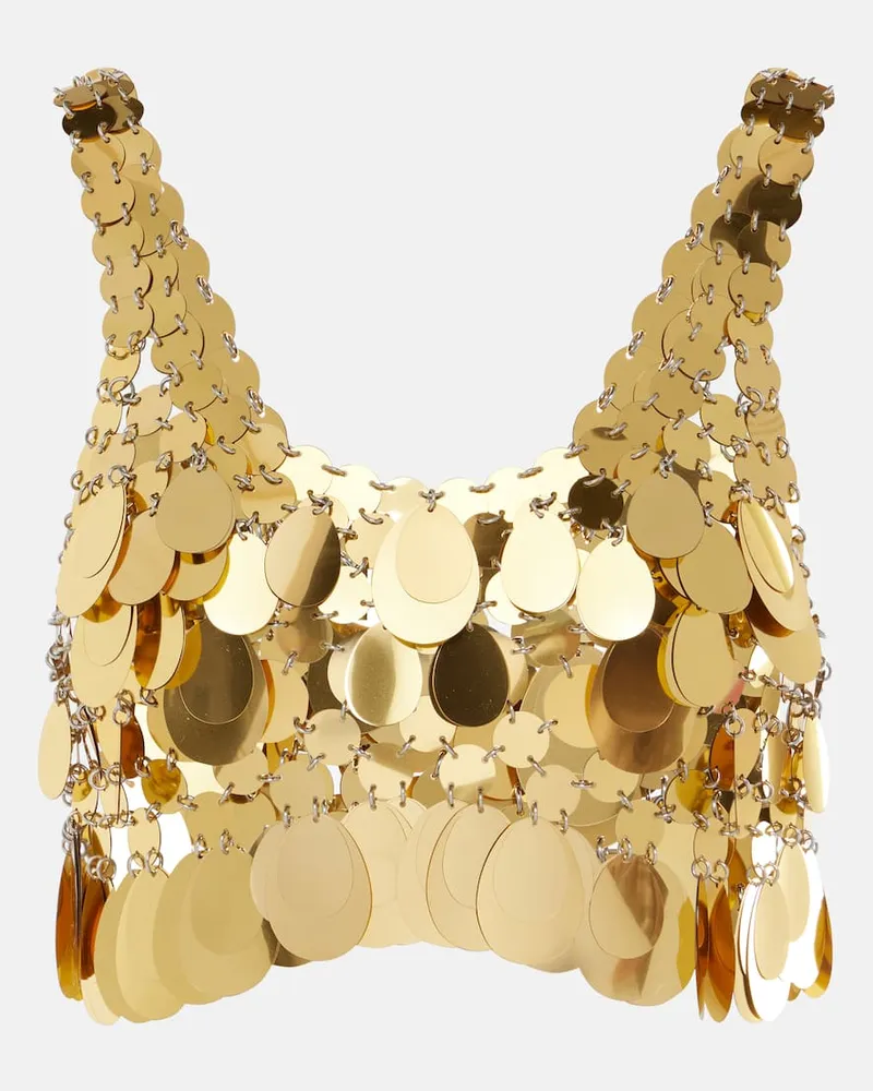 Paco Rabanne Top cropped Golden Sparkle Assembly Oro