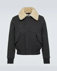 AMI Paris Giacca in lana con shearling Grigio