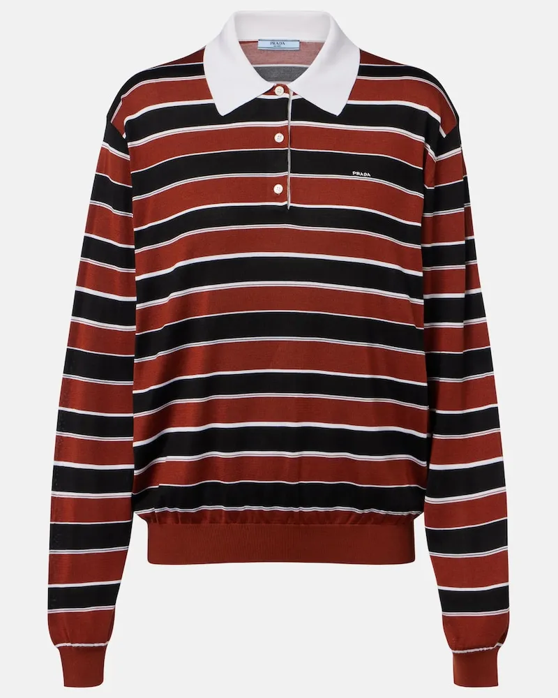 Prada Polo in seta a righe Marrone