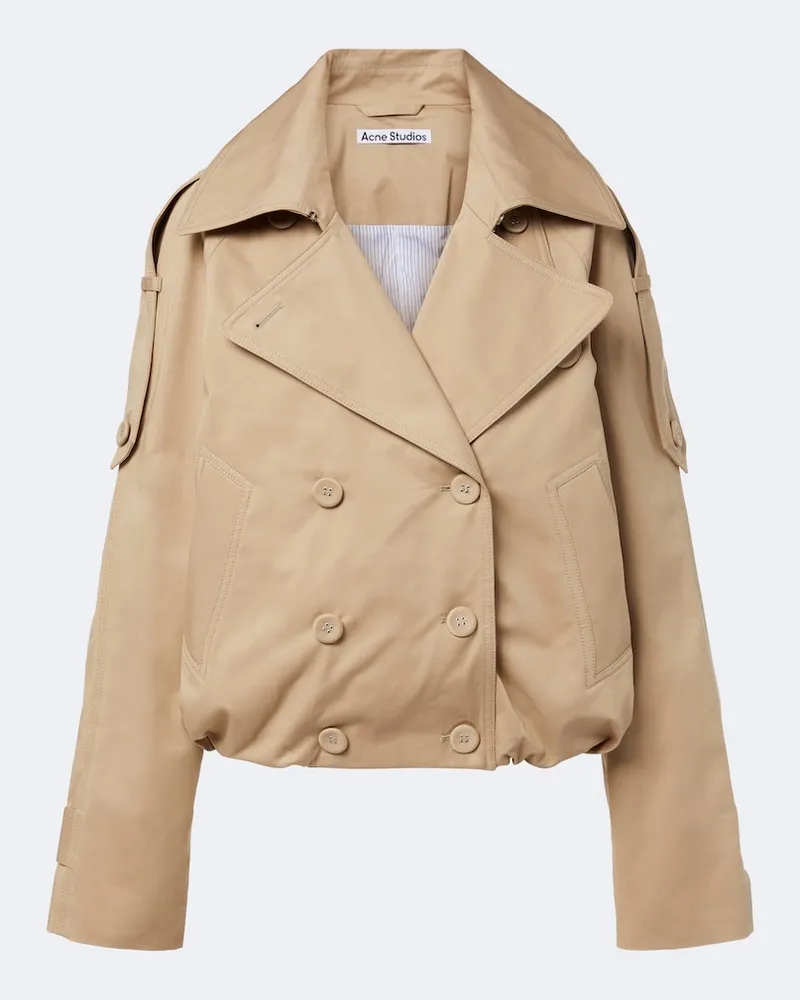 Acne Studios Trench cropped in twill di cotone Beige