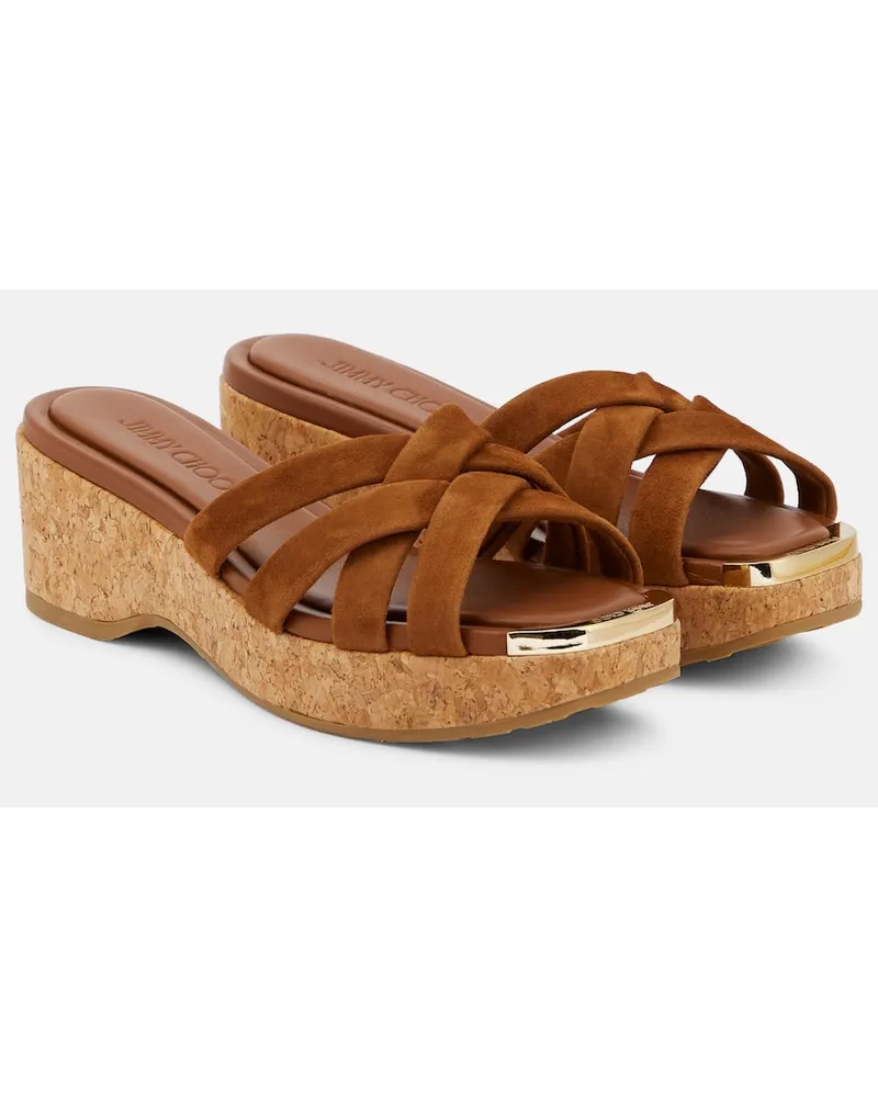 Jimmy Choo Sandali Maribou 50 in seude Marrone