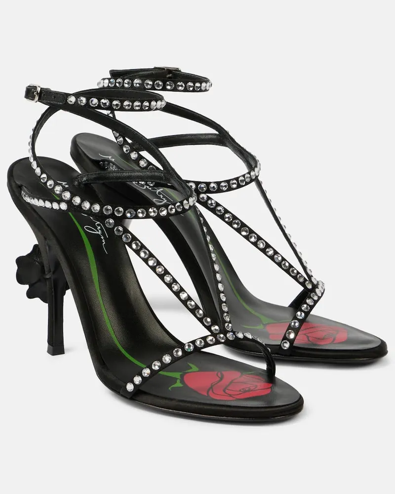 Magda Butrym Sandali in raso con cristalli Nero