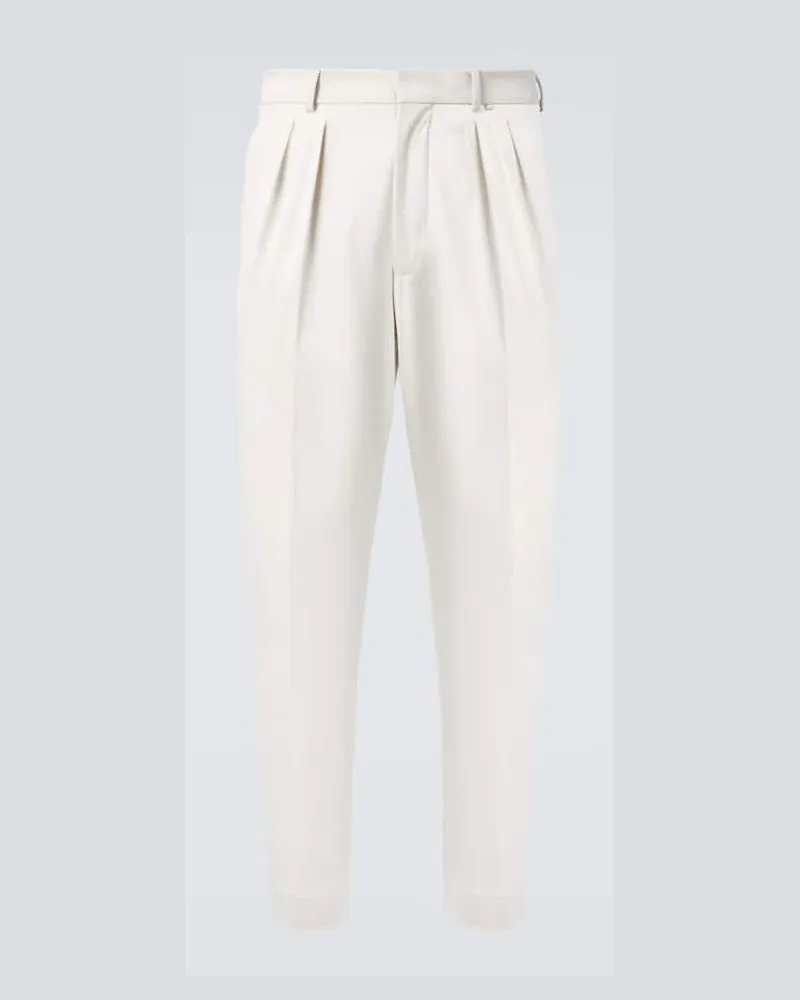 Loro Piana Pantaloni tapered Ruben in cotone Bianco