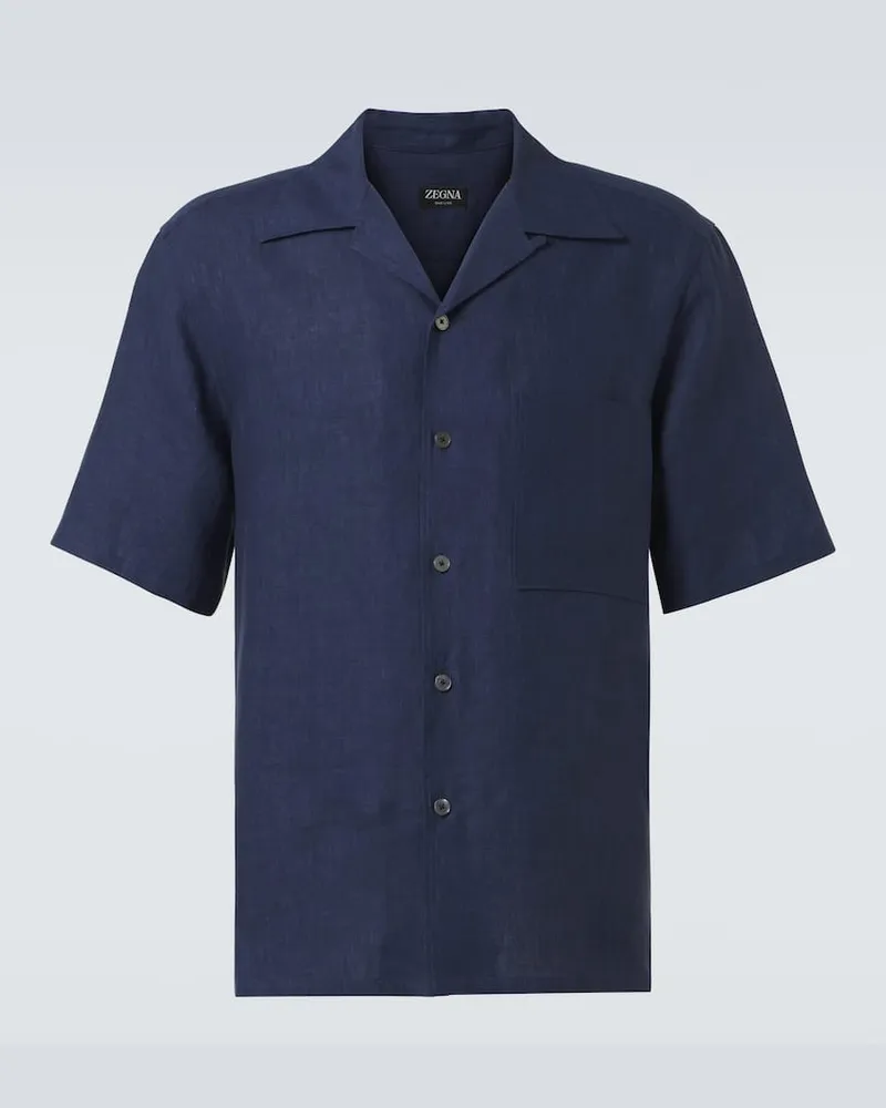 Ermenegildo Zegna Camicia in lino Blu
