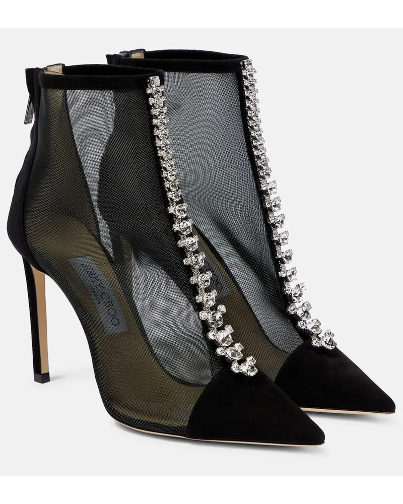 Jimmy Choo Stivaletti Bing 100 in suede e mesh Nero