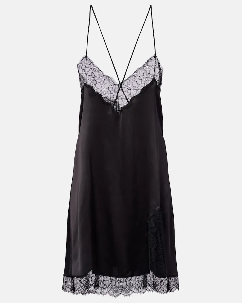 Dolce & Gabbana Abito corto in raso di misto seta e cotone Nero