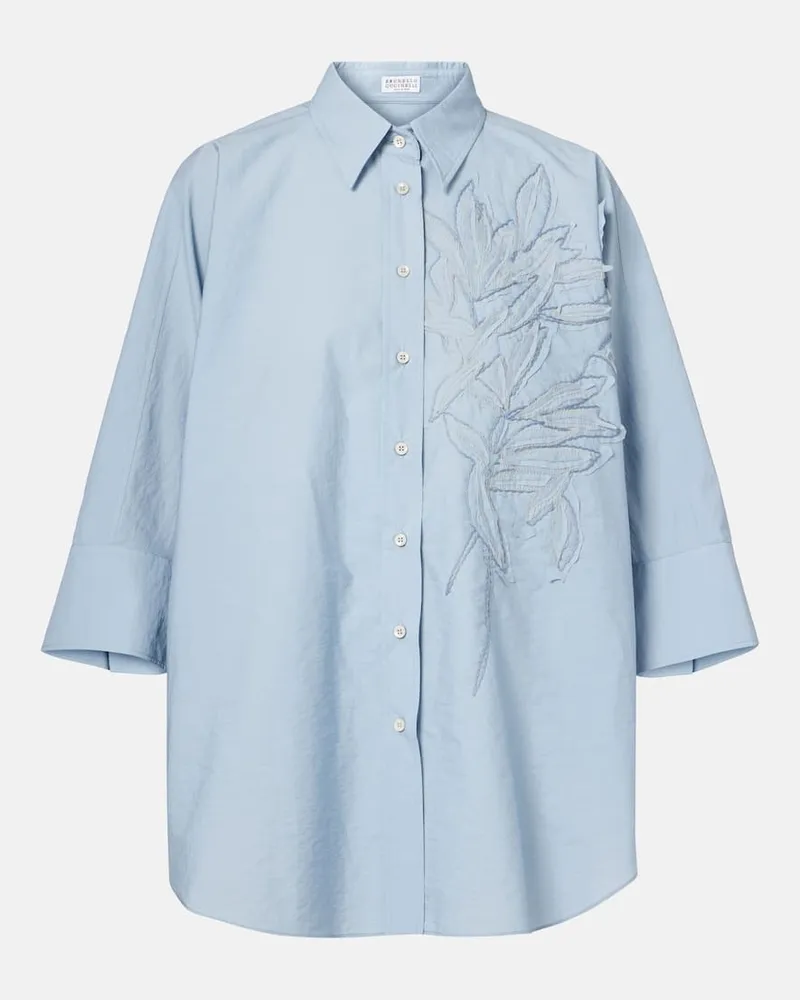 Brunello Cucinelli Camicia in misto cotone Blu