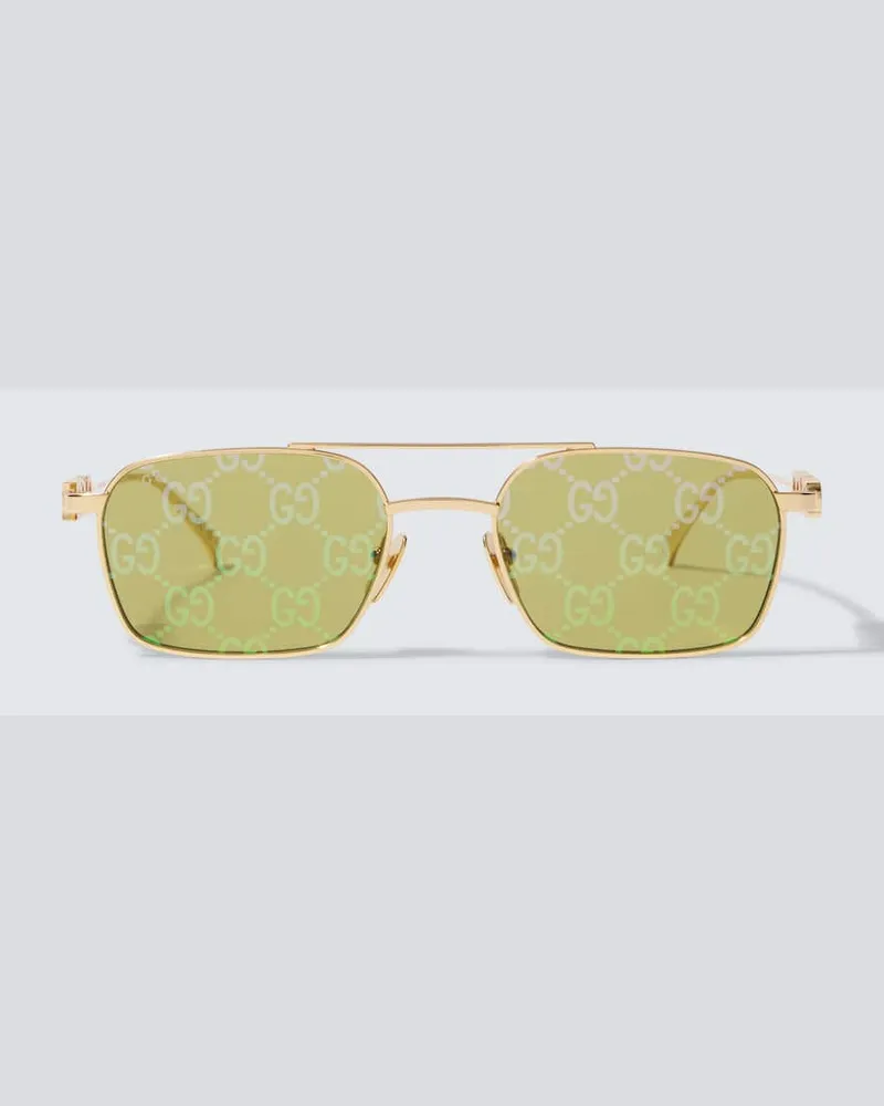 Gucci Occhiali da sole rettangolari GG Verde