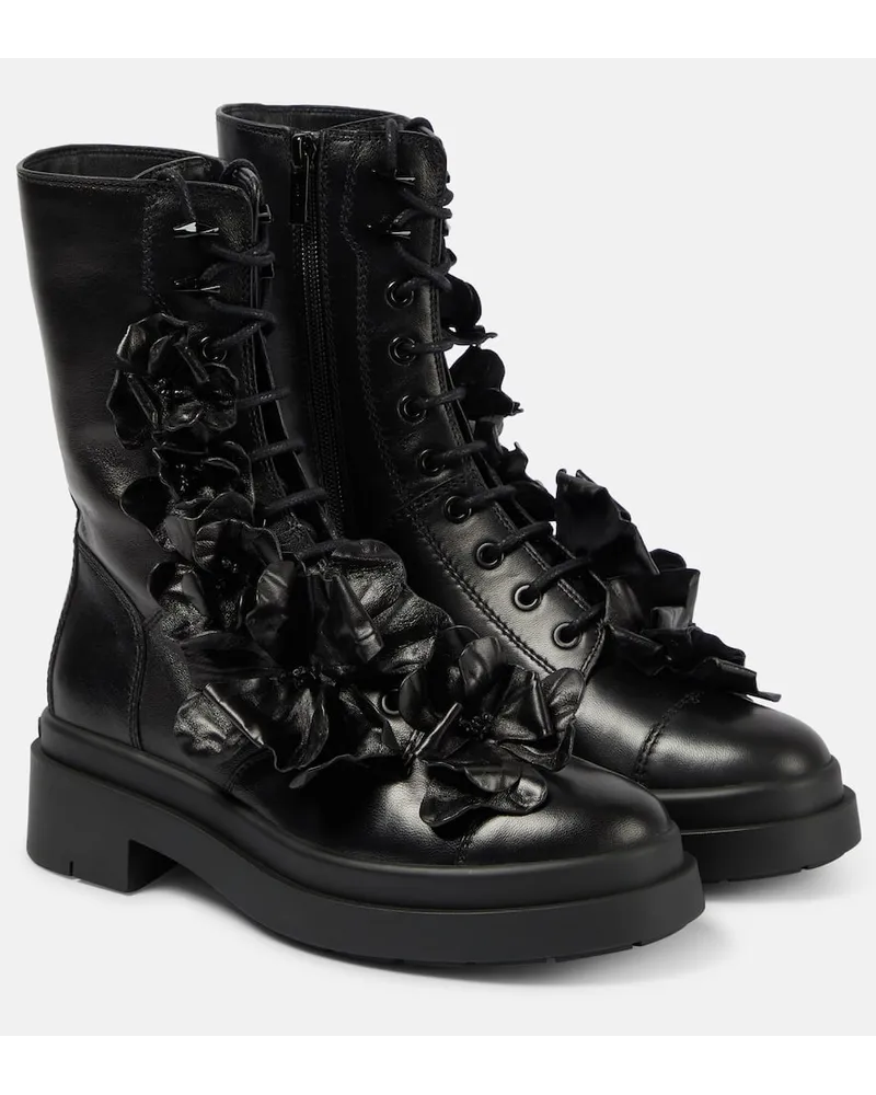Jimmy Choo Anfibi Nari Flowers in pelle Nero