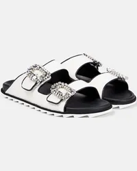 Roger Vivier Sandali Slidy Viv’ in bouclé con decorazioni Bianco