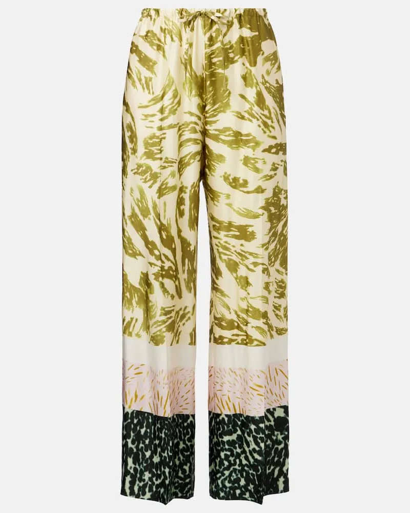 Dries van Noten Pantaloni a gamba larga con stampa Multicolore