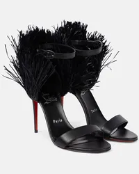 Christian Louboutin Sandali Loubigirl Raffia 100 in pelle Nero