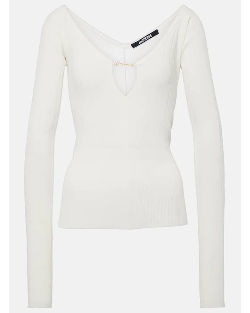 Jacquemus Top PralÃ¹ in maglia a coste Bianco