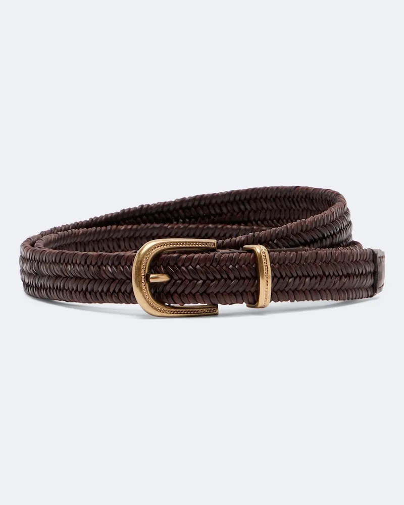 Brunello Cucinelli Cintura in pelle intrecciata Marrone
