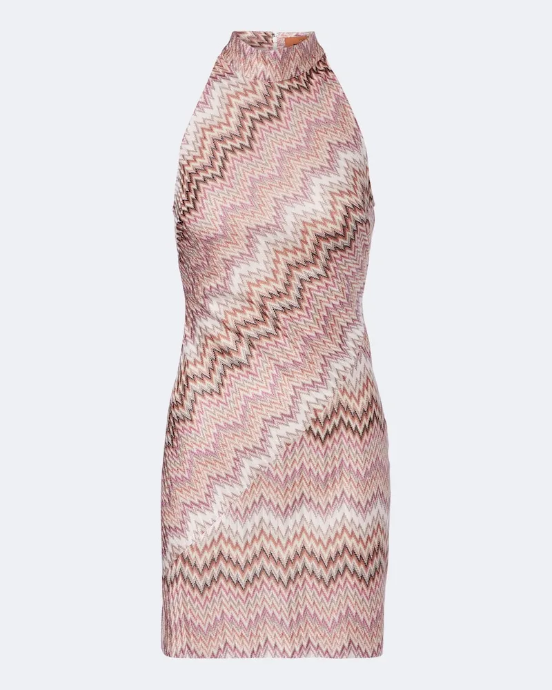 Missoni Abito corto in lamé a zig zag Rosa