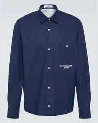 Stone Island Marina - Giacca camicia in cotone a righe Blu