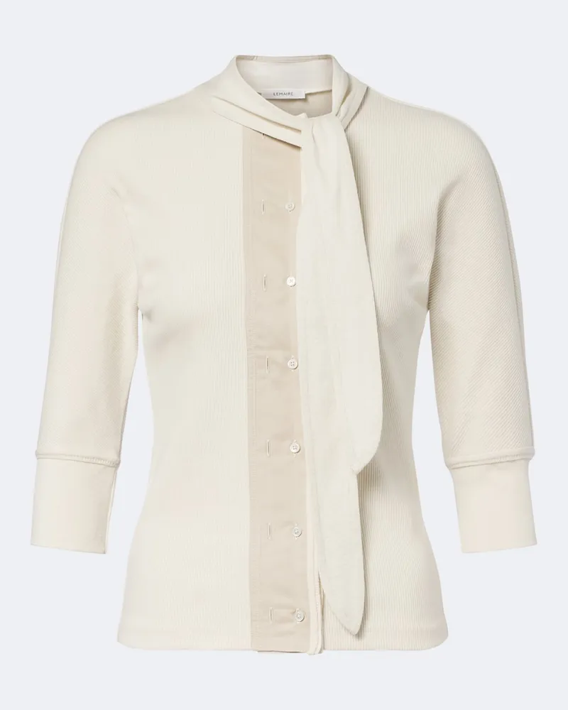 Christophe Lemaire Top in cotone e lino a coste Beige