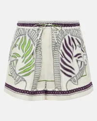 Tory Burch Shorts in lino con stampa Multicolore