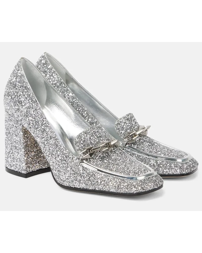 Jimmy Choo Pumps mocassino Diamond Tilda 85 con glitter Argento