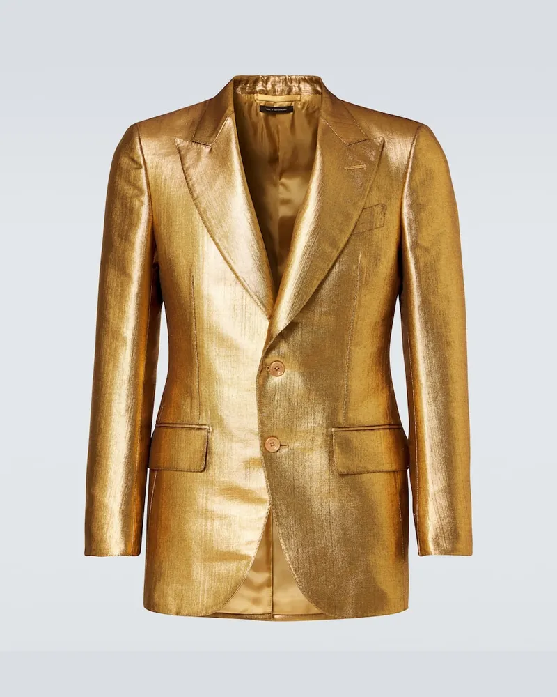 Tom Ford Blazer Dyllan in canvas metallizzato Oro