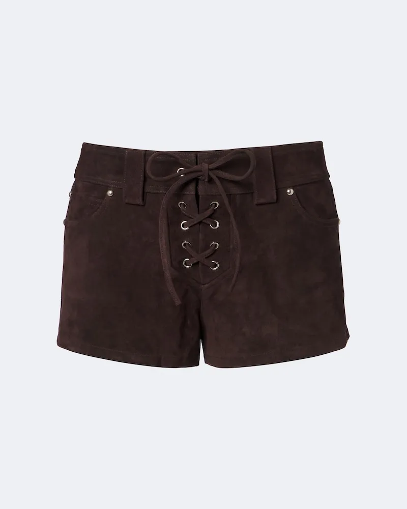 STAUD Shorts Geo in suede Marrone
