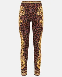 Versace Leggings Barocco con stampa leopardata Multicolore