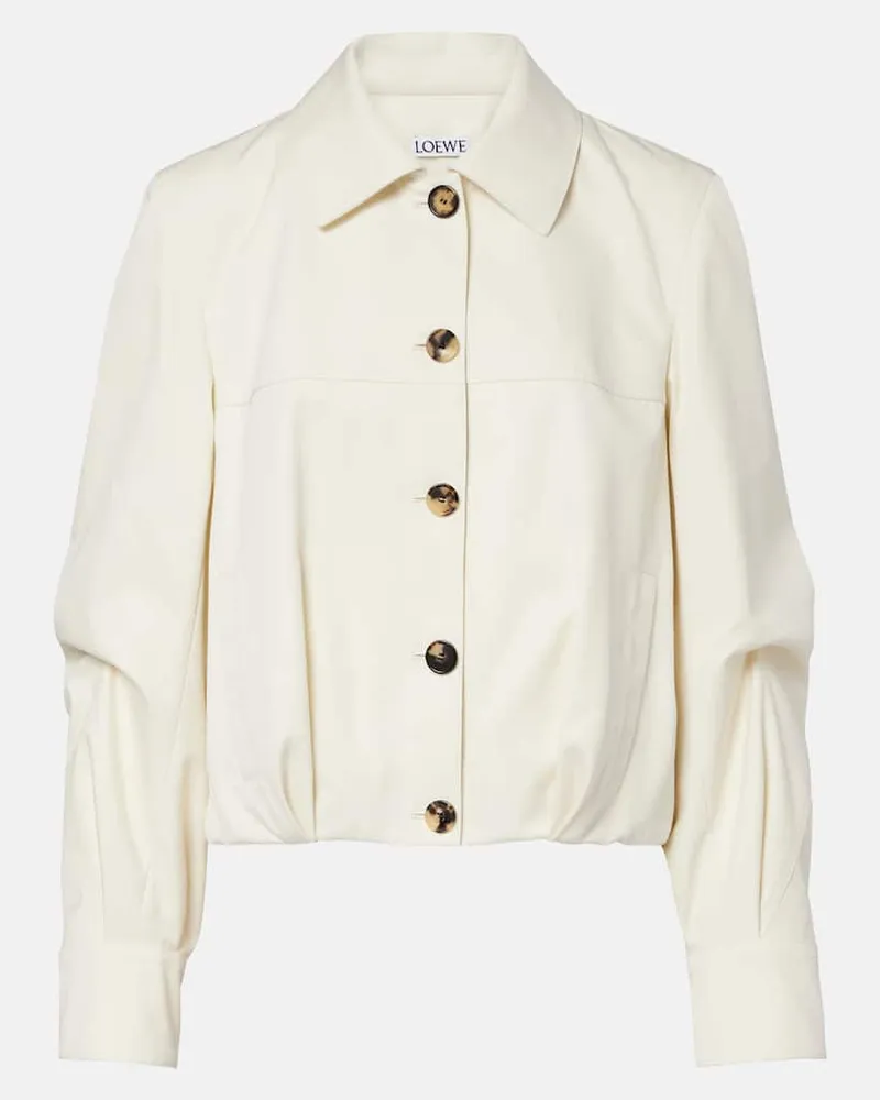 Loewe Giacca blouson in cotone e seta Bianco
