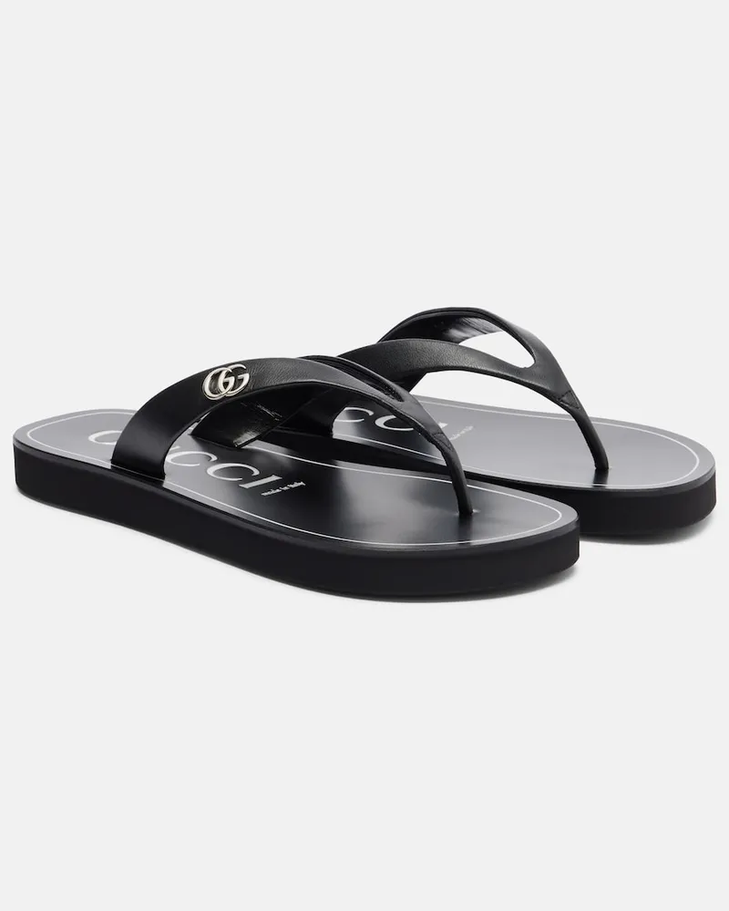 Gucci Sandali infradito Mila Double G in pelle Nero