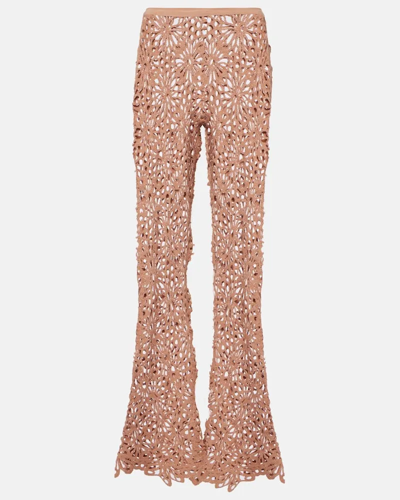 Norma Kamali Pantaloni bootcut in misto cotone Marrone
