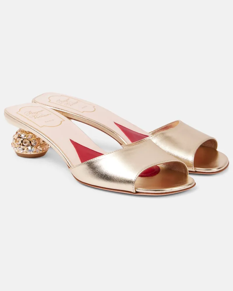 Roger Vivier Mules in pelle metallizzata Oro