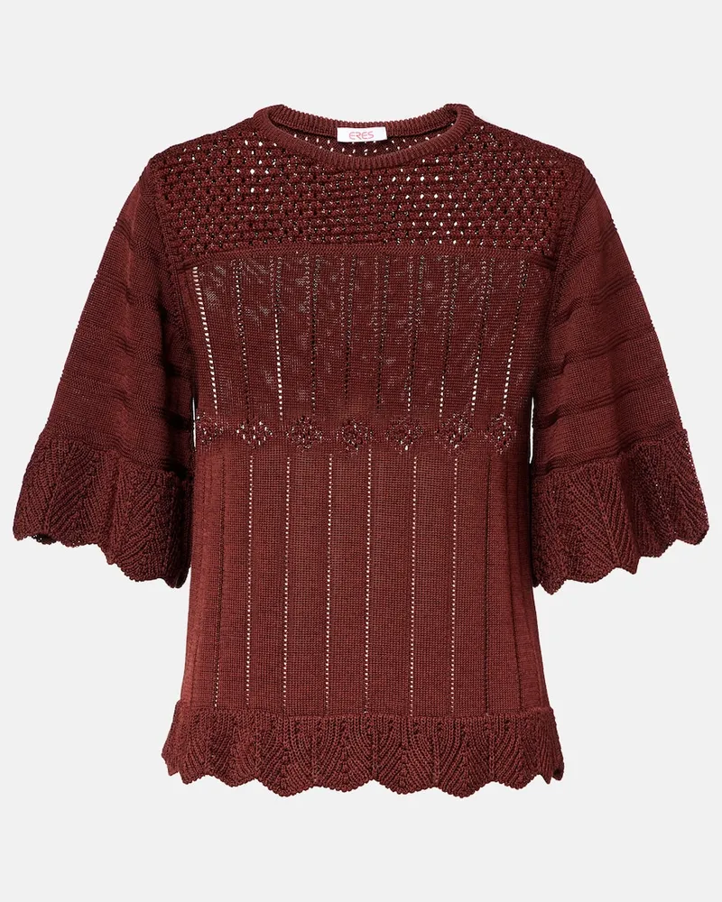 Eres Top Rêverie in maglia di misto cotone Borgogna