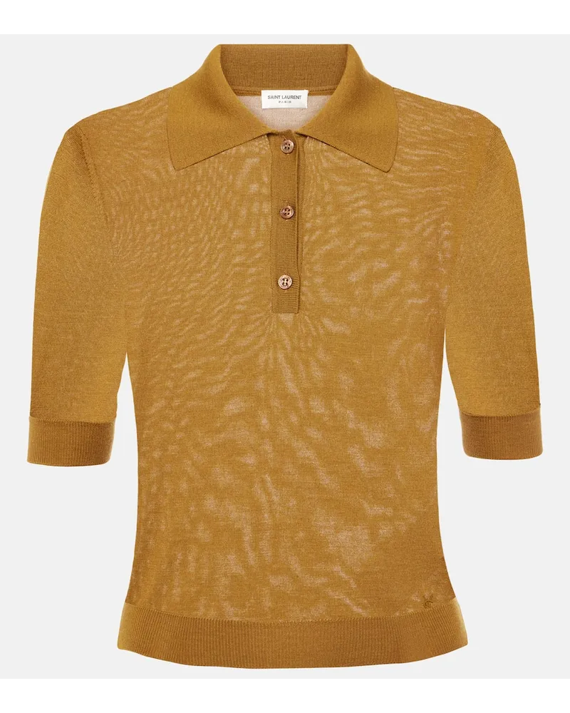 Saint Laurent Polo in cashmere, lana e seta Giallo