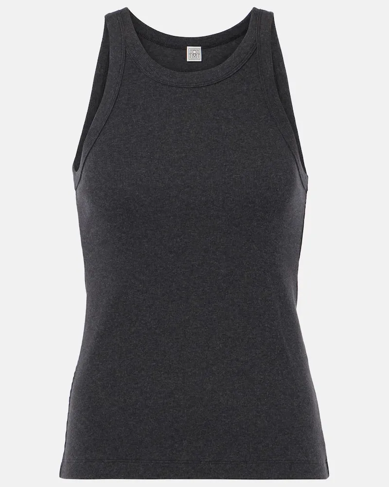 Totême Tank top in jersey di misto cotone Grigio