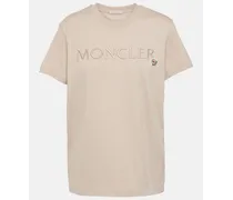 Moncler T-shirt in jersey di cotone con logo Neutro